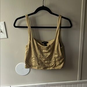 Forever 21 Gold Ruched Crop Tank Top